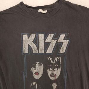 Kiss Band Graphic Short Sleeve Crew Neck T Shirt Mens Size Large L Gray